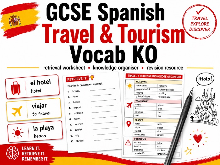 AQA GCSE Spanish Travel and Tourism Vocabulary Knowledge Organiser / Retrieval Resource