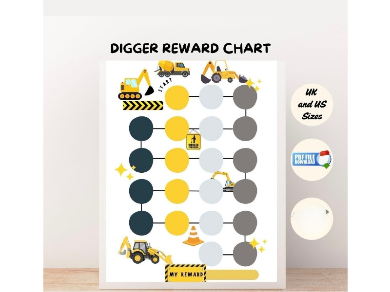 Digger Reward Chart | Construction Vehicle Behaviour & Reward Tracker