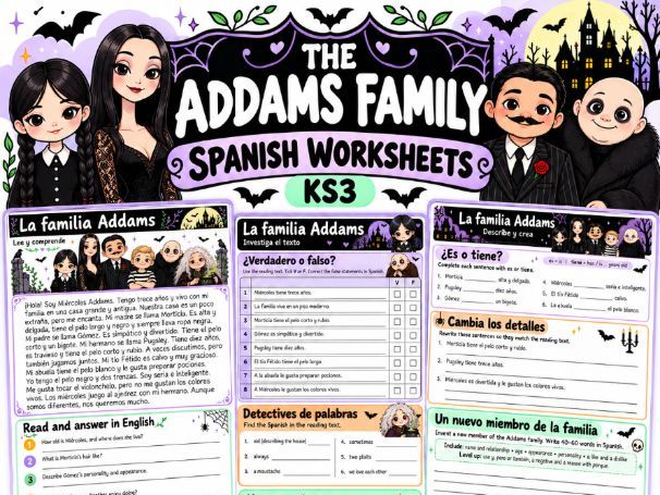 The Addams Family – Spanish Worksheets | KS3 Reading, Vocabulary & Writing