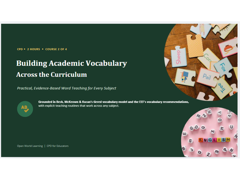 Building Academic Vocabulary Across the Curriculum - CPD Course | Practical, Evidence-Based Word Tea