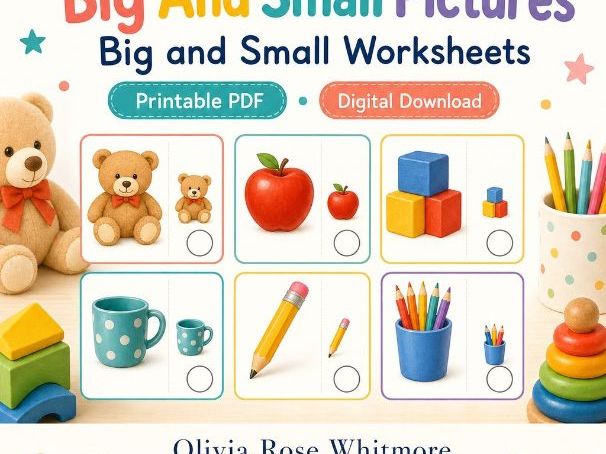 Big And Small Pictures | Big and Small Worksheets | Printable PDF | Digital Download