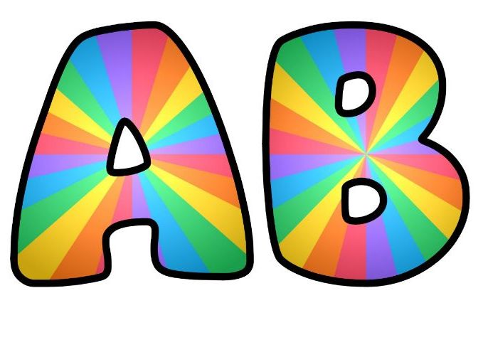 Rainbow Sunburst Rays Bubble Letters | Rainbow Bulletin Board Letters | Classroom Display Pack