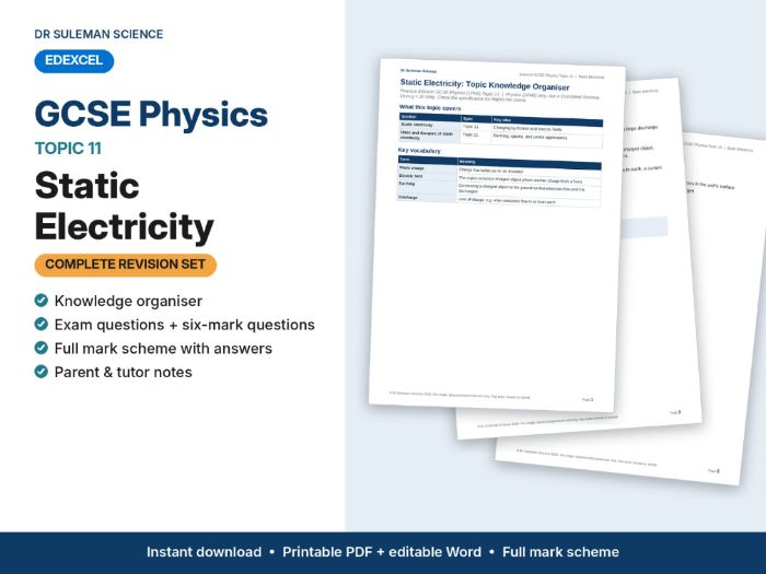 Edexcel GCSE Physics Topic 11 Static Electricity Revision
