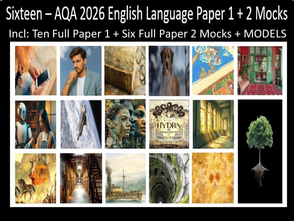 Sixteen AQA 2026 English Language Paper 1 + 2 Full Mocks | MODELS