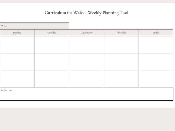 Curriculum for Wales – Weekly Planning Overview (Editable + PDF | English & Welsh)