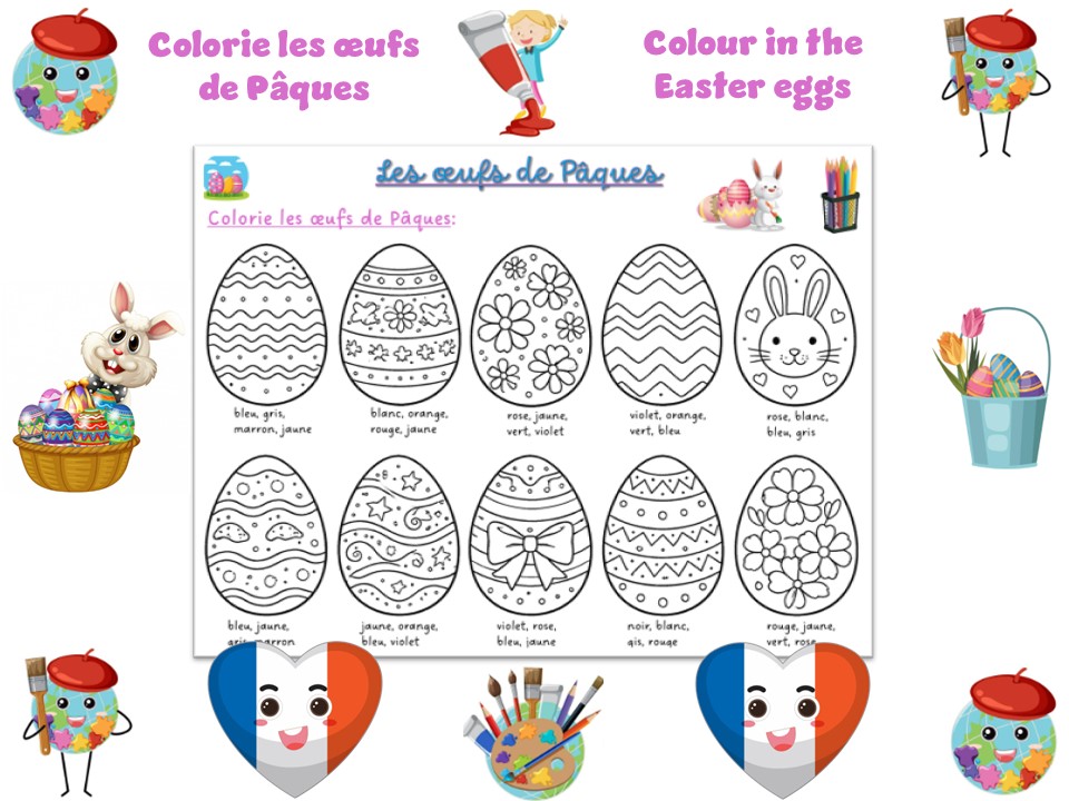 Colorie les œufs de Pâques | French Easter Eggs | Colours | Couleurs