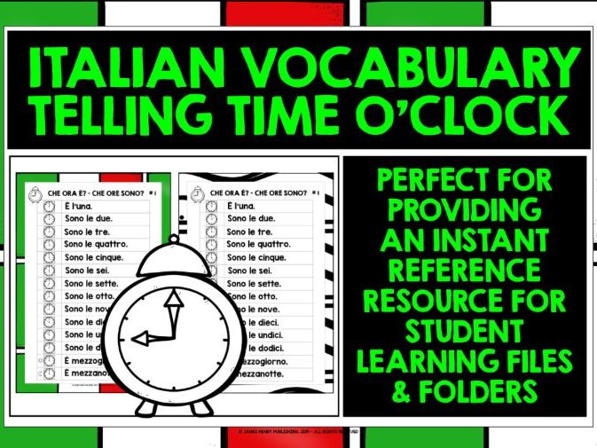 ITALIAN TELLING THE TIME LIST FREEBIE #1 | Teaching Resources