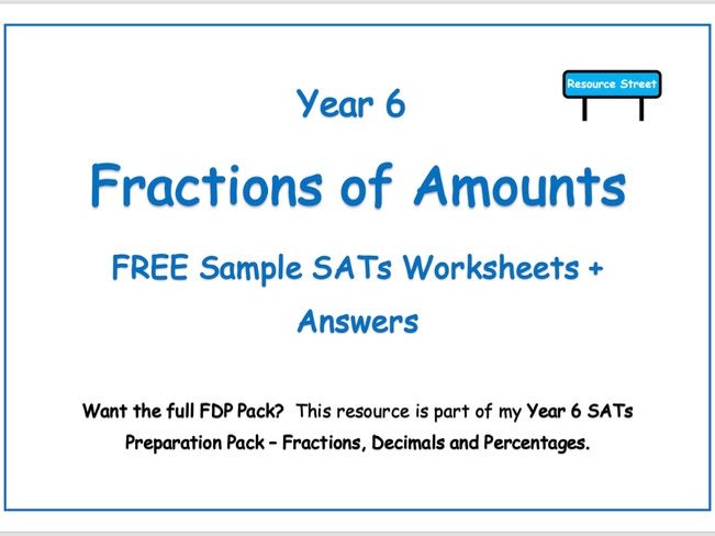 FREE Fractions of Amounts Year 6 SATs Practice Worksheets