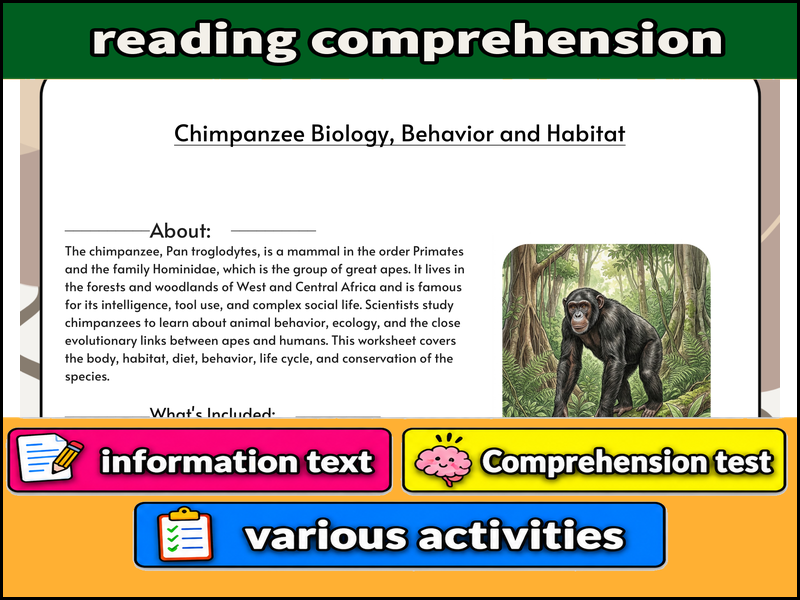 Chimpanzee Biology, Behavior and Habitat  & Comprehension Test