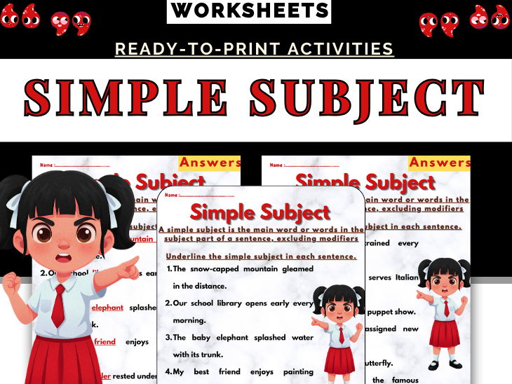 Simple Subject Worksheets | Grammar Practice | Identifying the Main Subject