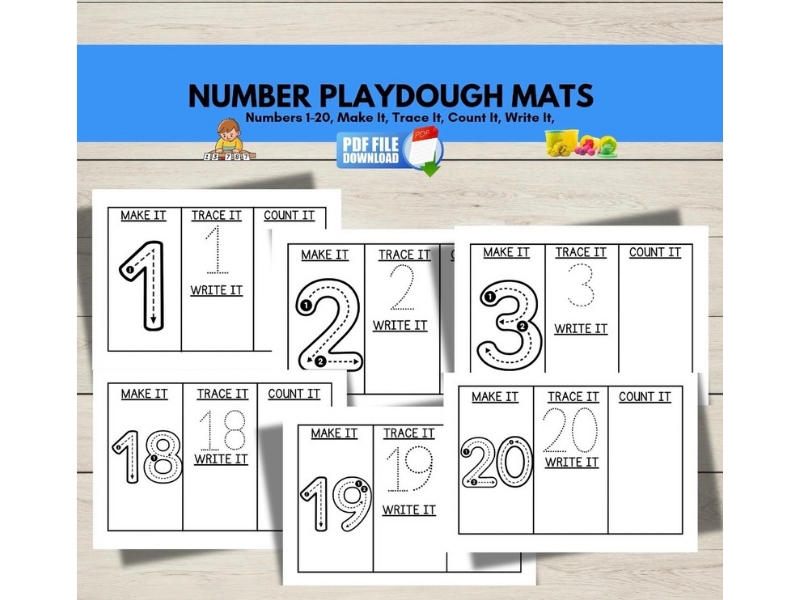 Numbers 1–20 Play Dough Mats | Number Tracing, Counting & Formation | EYFS Maths