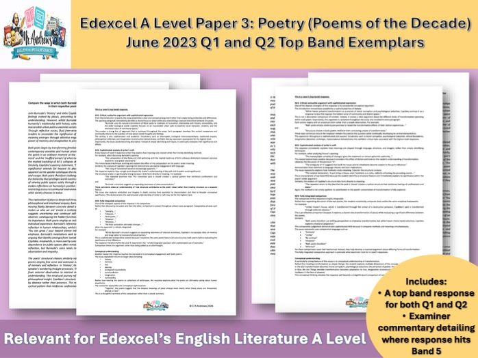 Edexcel Poems of the Decade Model Exam Responses - June 2023 Paper 3
