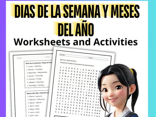 Días de la Semana y Meses del Año en Español | Spanish Activities and Worksheets