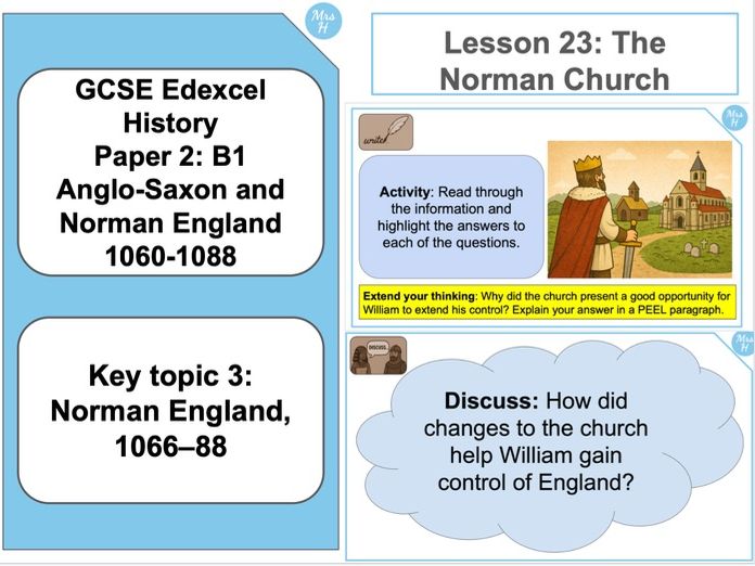 Lesson 23 The Norman Church - GCSE History Edexcel Paper 2 - Normans (B1)