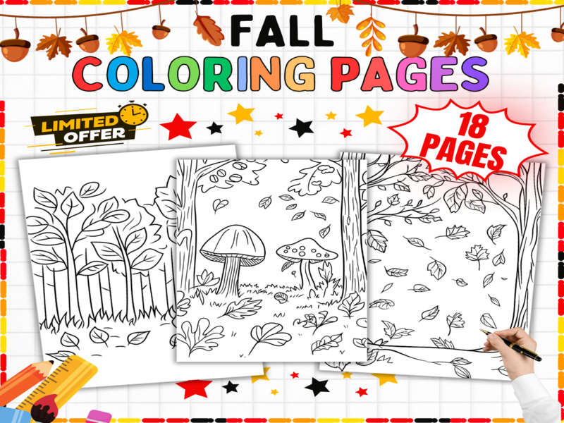 Fall Colouring Pages | 18 Autumn Worksheets - Seasonal Nature Activities & Harvest Art Pack