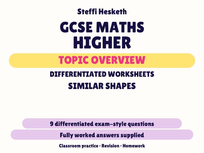 GCSE Higher Similar Shapes | Topic Overview Differentiated Worksheet