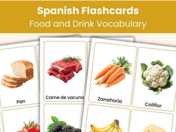 Spanish Food and Drink Vocabulary Flashcards | 84 Real Photo Flashcards for Classroom and Home