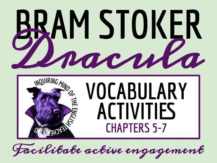 Dracula Chapters 5, 6, and 7 Vocabulary Worksheet, Crossword Puzzle, and Word Search