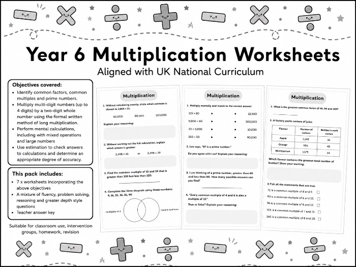 YEAR 6 NUMBER - Multiplcation