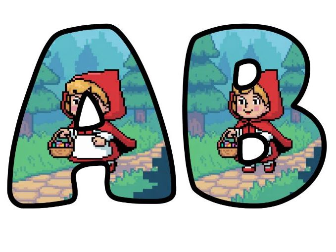 Little Red Riding Hood Retro 8-Bit Pixel Alphabet Letters | Classroom Display, A-Z 0-9