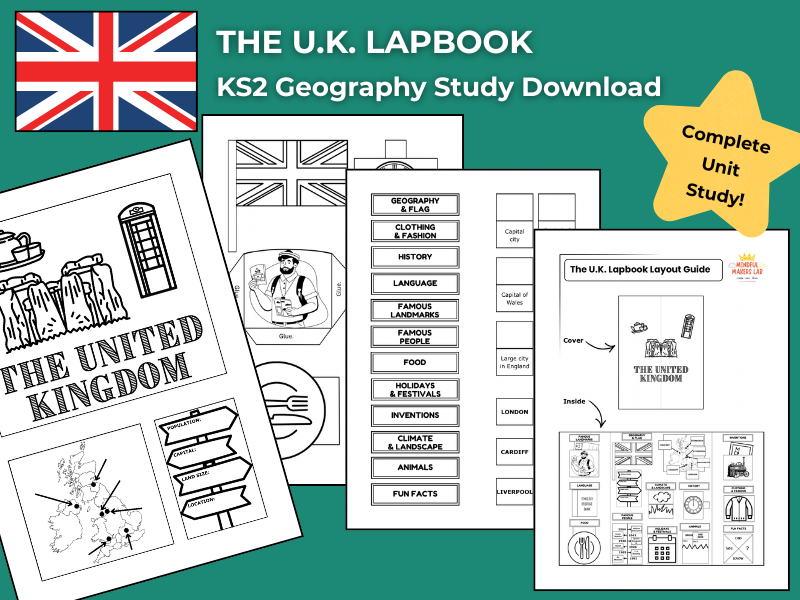 The United Kingdom (U.K.) KS2 Geography Activities | Lapbook