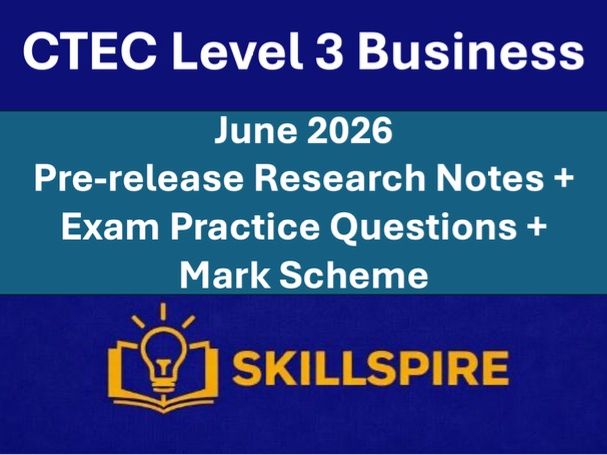 CTEC L3 Business Unit 1 | JUNE 2026 Pre-Release Research Notes + Section B Questions