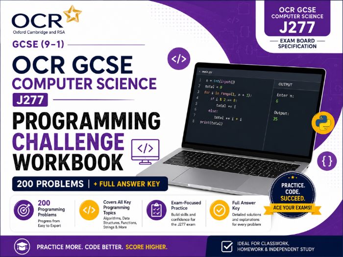 OCR GCSE Computer Science J277 Programming Challenge Workbook — 200 Problems + Full Answer Key