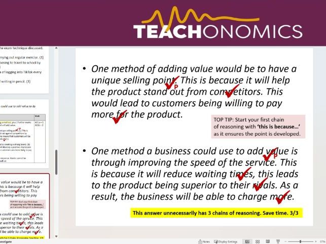 5. Exam Technique 1 - Explain and Chains of Reasoning - Topic 1.1 - GCSE Edexcel Business