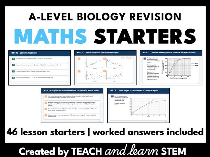 Maths for A-level Biology Revision Lesson Starters