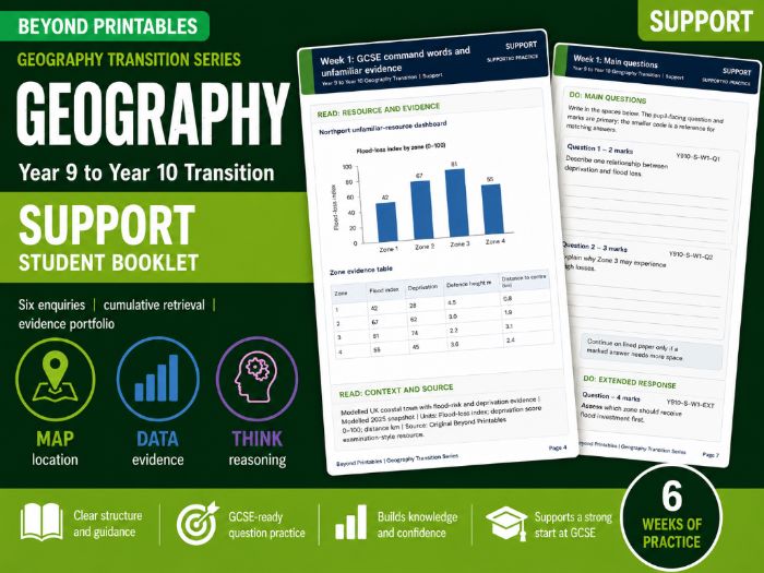 Year 9 to Year 10 Geography Summer Transition Booklet – Support | GCSE Preparation with Answers
