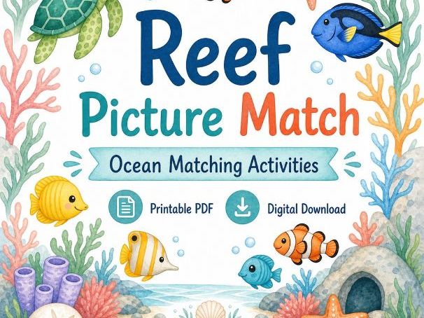 Reef Picture Matching Worksheets for Kids