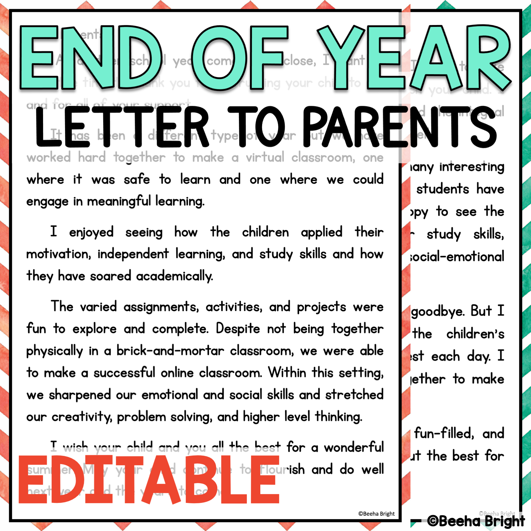 End Of The Year Letter To Parents Teaching Resources End Of The Year Letter To Parents Teaching Resources