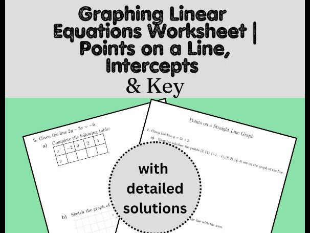 Graphing Linear Equations Worksheet | Points on a Line, Intercepts & Key
