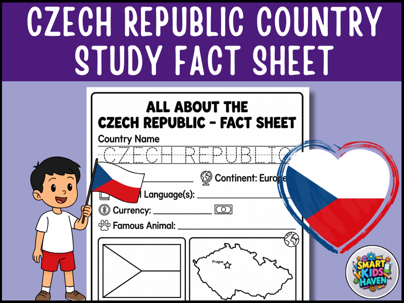 Czech Republic (Czechia) Map and Flag Country Study Research Project Geography.