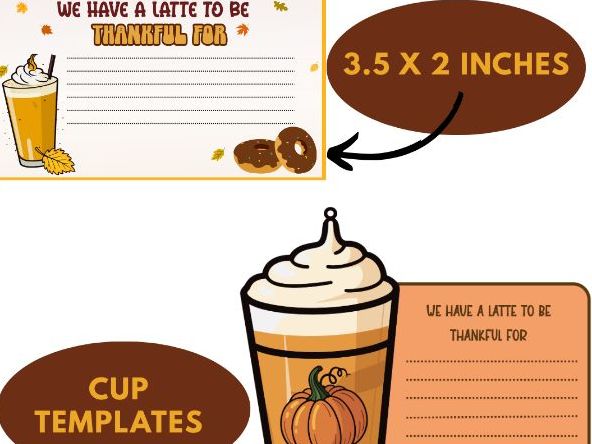 Thanksgiving Bulletin Board Cards ,We Have a Latte to Be Thankful for-Door Decor