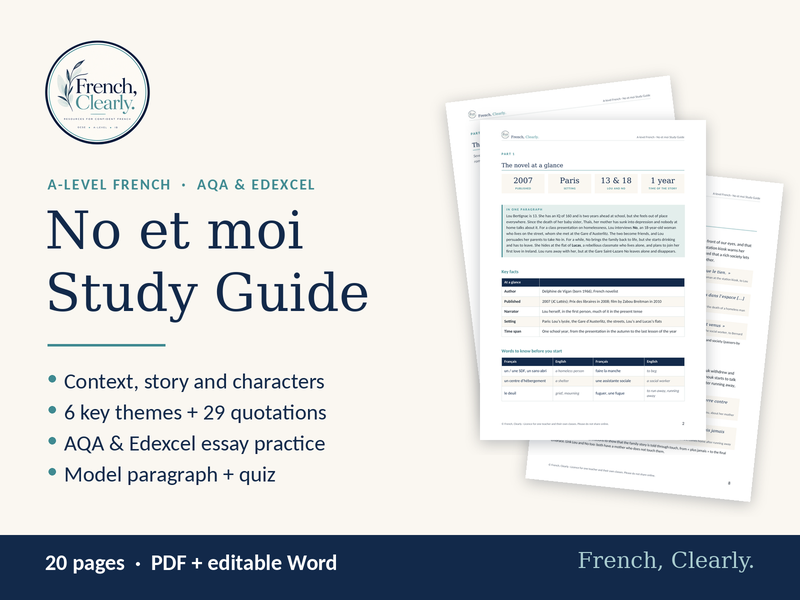A-level French No et moi Study Guide (AQA & Edexcel) – Themes, Quotations & Essays