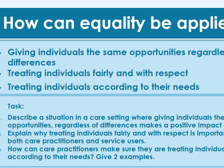 AAQ OCR Health and Social Care F090 TA1 1.2 Equality
