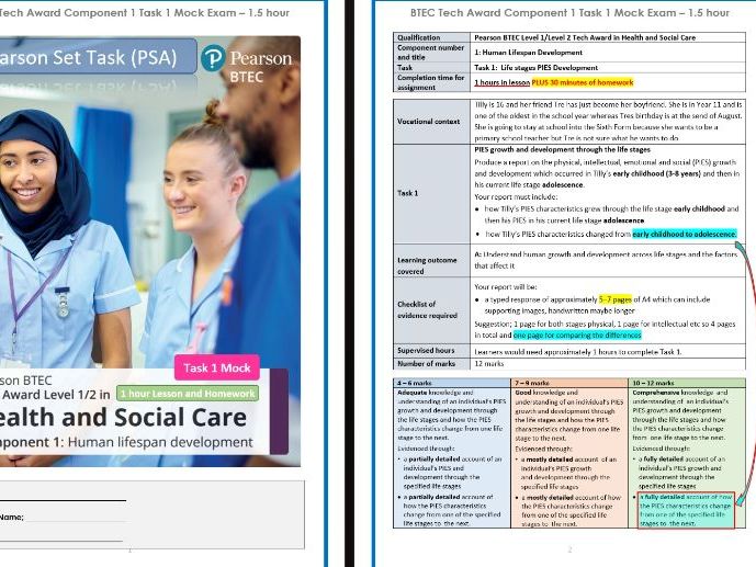 BTEC Tech Award Health & Social Care Component 1 Mock PSA
