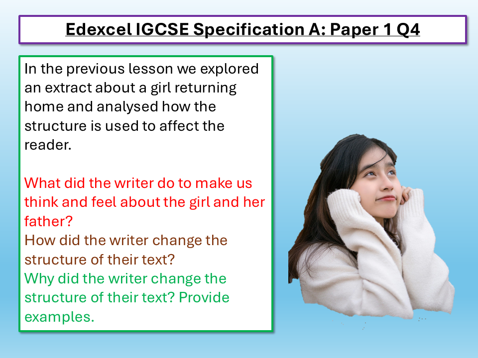 Edexcel IGCSE English Language Paper 1 Q4