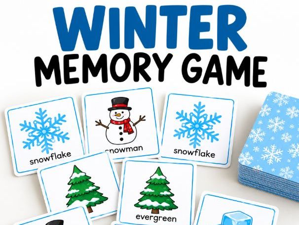 Winter Vocabulary Memory Game | Winter Words Matching Cards | ESL Activities
