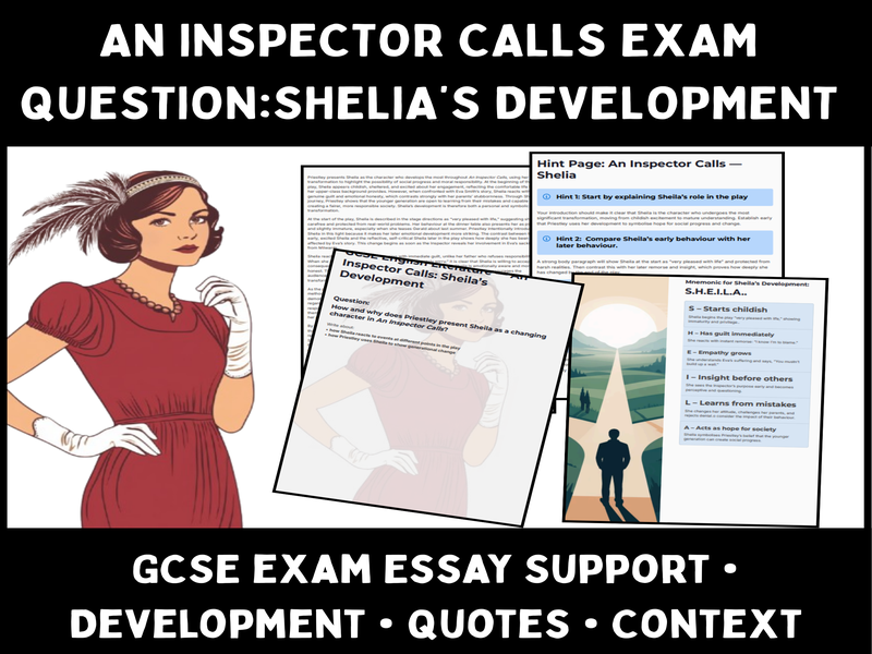 An Inspector Calls Sheila Exam Pack | GCSE English Literature | Development, Context, Quotes & Mode