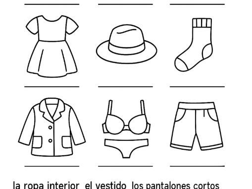 La Ropa Spanish Clothes Vocabulary Coloring Worksheet