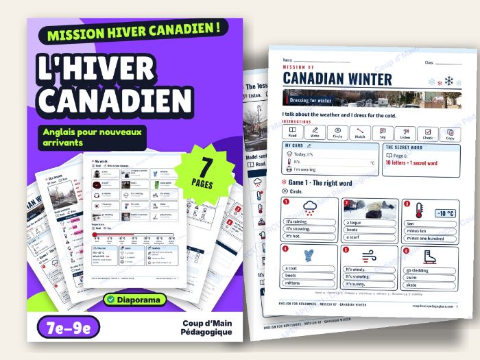 ESL Newcomer Mini Unit Grade 7-9 Canadian Winter | Mission 7
