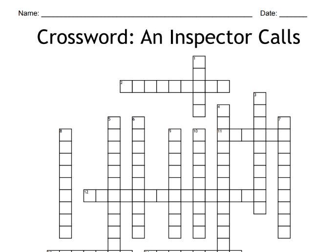English Crossword Package: An Inspector Calls
