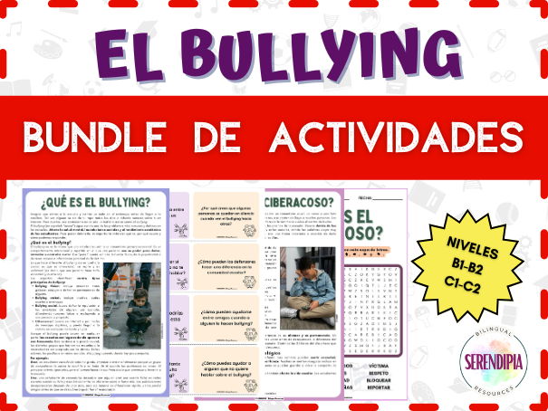 BUNDLE | Bullying Lecturas Actividades | Bullying Spanish Reading Comprehension Cyberbullying