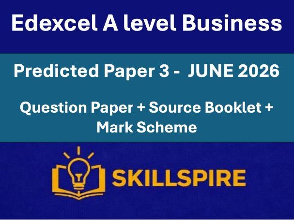 Edexcel A Level Business | Predicted Paper 3 2026 | Question Paper + Source Booklet + Mark Scheme