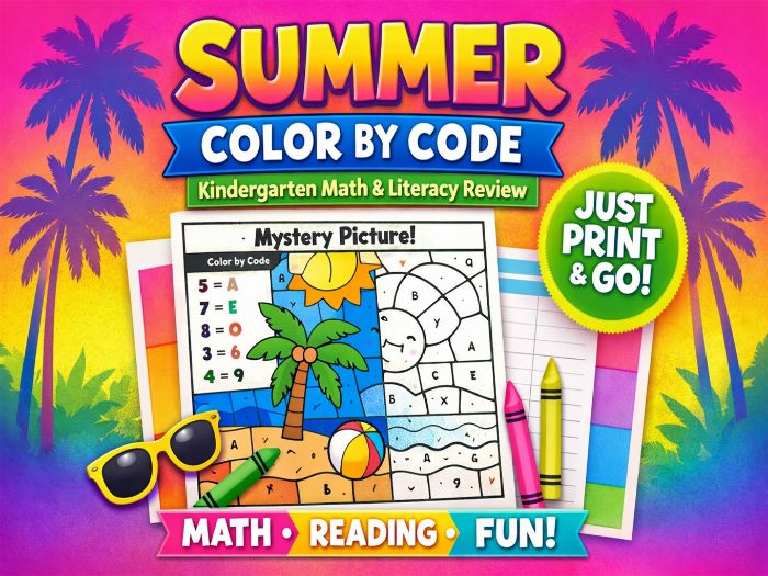 Summer Color by Code Kindergarten