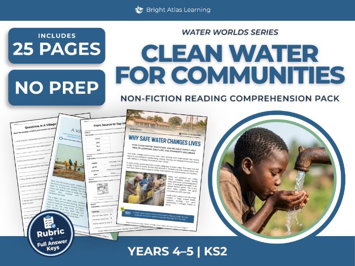 KS2 Non-Fiction Reading Comprehension Worksheets: Clean Water | Years 4–5