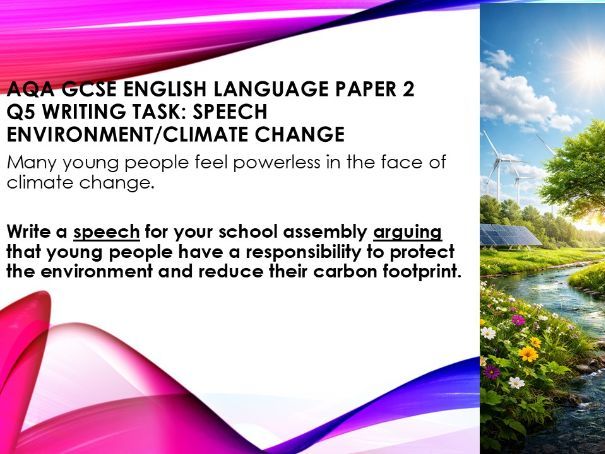 AQA GCSE English Lang Paper 2 Q5 Grade 9 writing revision booklet Climate Change Global Warming