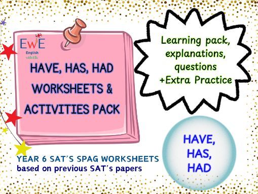 Have, Has, Had Worksheets & Activities Pack | Grammar Practice for ESL & ELA Year 4–9 KS1, KS2